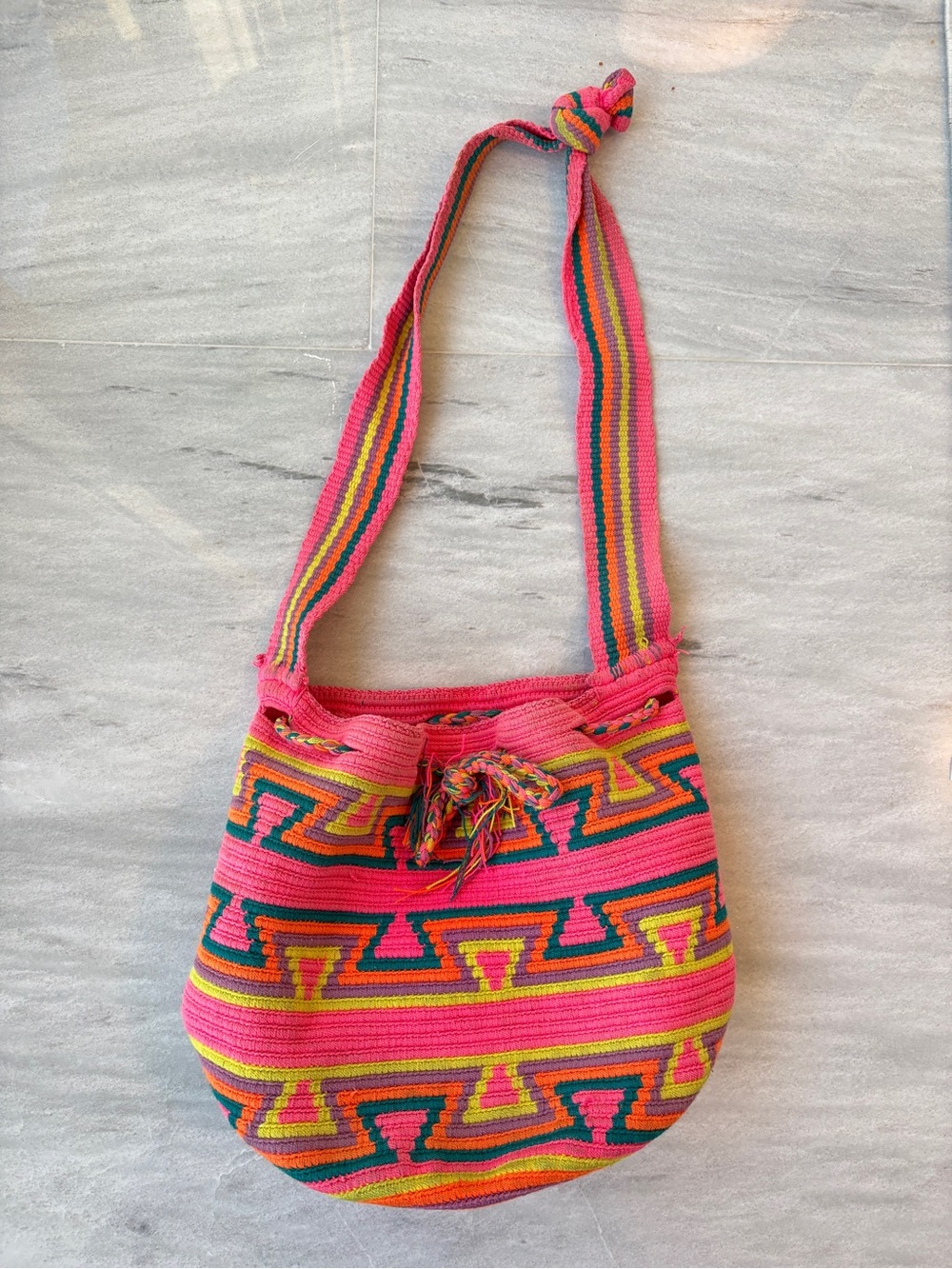 Handwoven Pink Multicolor Crossbody Bag